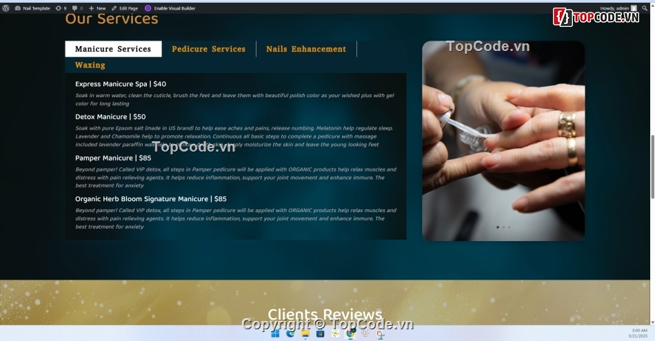 website tiệm nail,code web spa,source code web nail